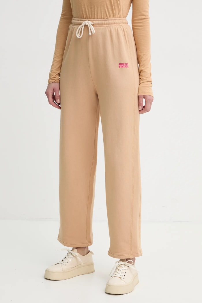 Tepláky American Vintage pletenina béžová IZU05AE25