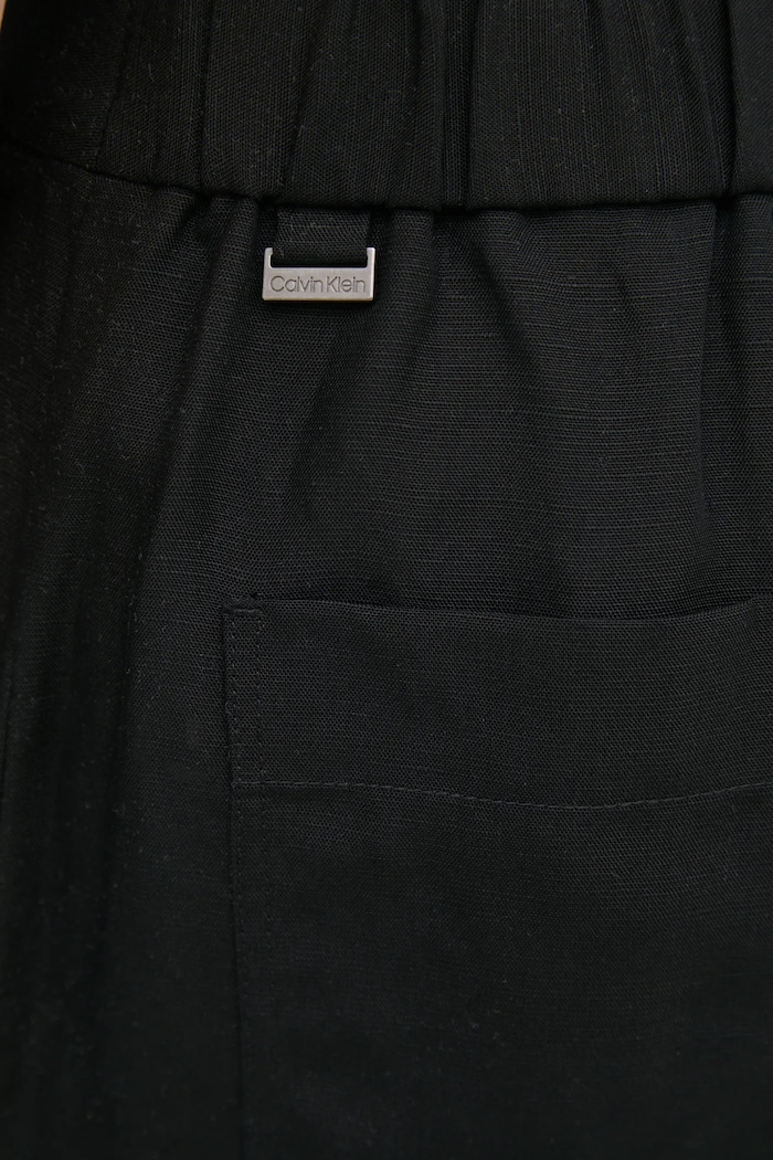 Calvin Klein spodnie z domieszką lnu czarny K20K208381