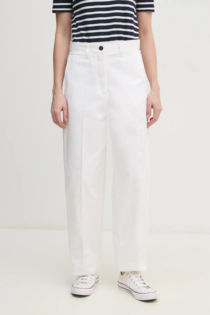 Tommy Hilfiger pantaloni de bumbac drept alb WW0WW45487