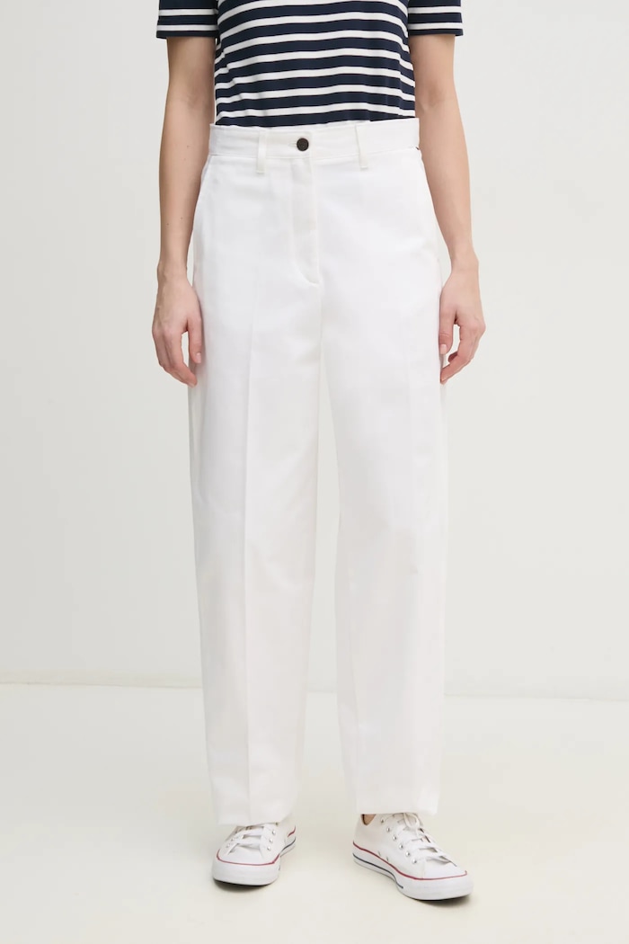 Tommy Hilfiger pantaloni de bumbac drept alb WW0WW45487