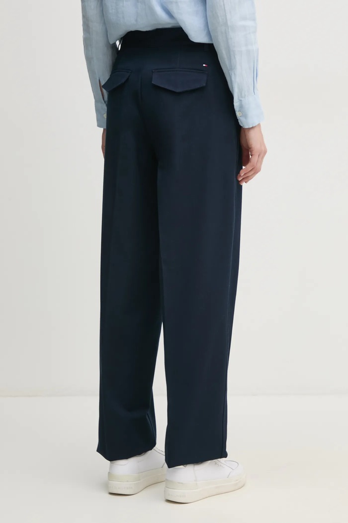 Памучен панталон Tommy Hilfiger WW0WW45487 тъмносин SS25