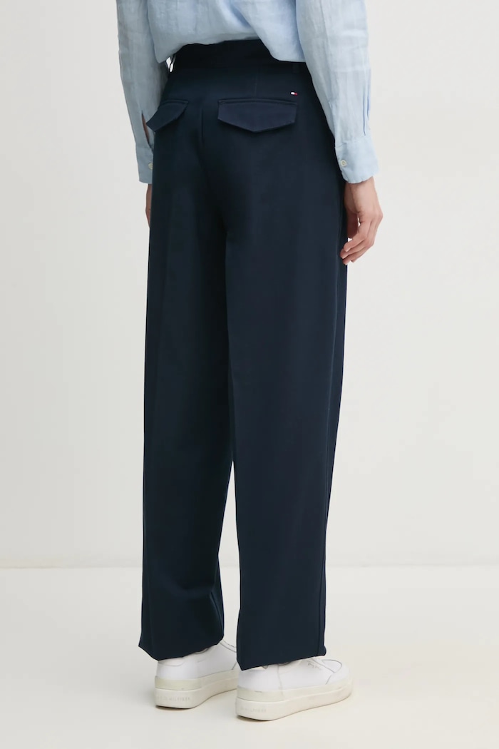 Памучен панталон Tommy Hilfiger WW0WW45487 тъмносин SS25