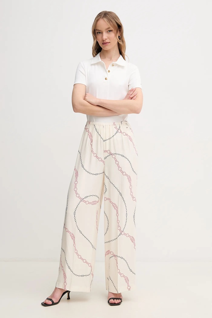 Kalhoty Tommy Hilfiger WW0WW44542 béžová SS25