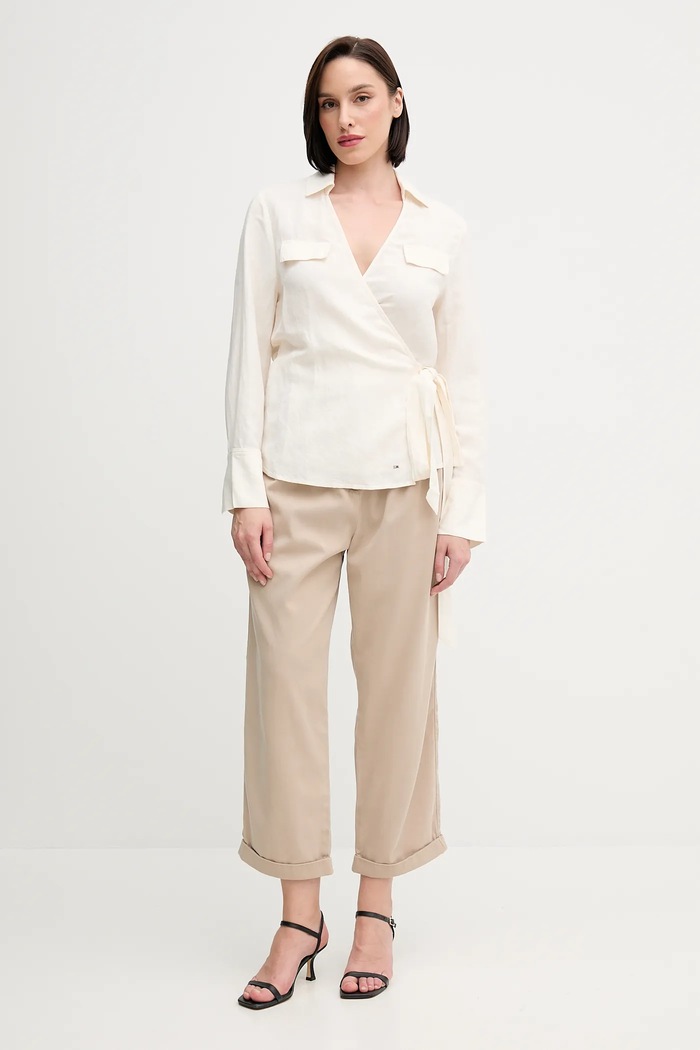 Kalhoty Tommy Hilfiger WW0WW45589 béžová SS25