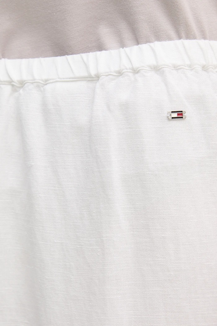 Lněné kalhoty Tommy Hilfiger béžová WW0WW44782