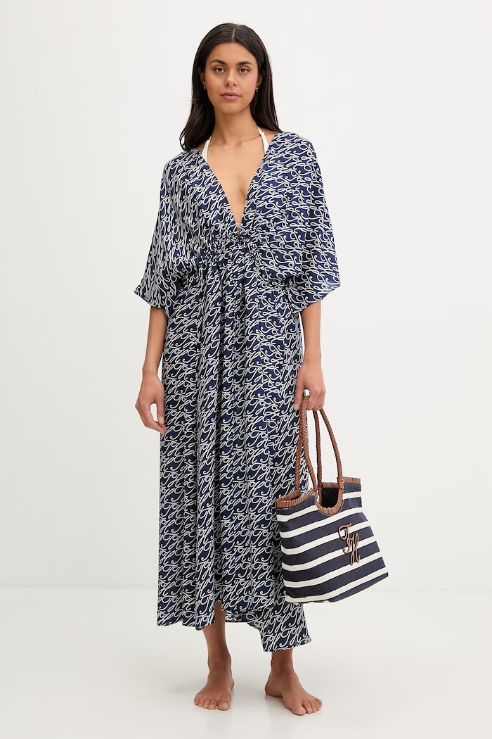 Tommy Hilfiger plážová šatka dámska UW0UW05960 tmavomodrá SS26