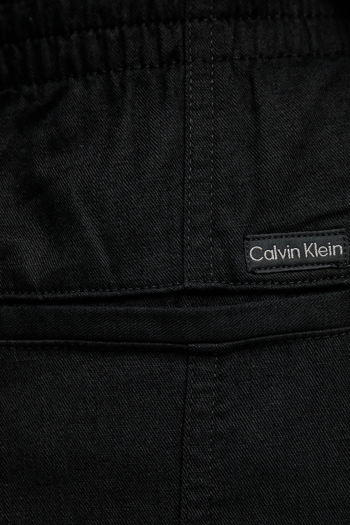 Nohavice s prímesou ľanu Calvin Klein Jeans čierna J20J225340