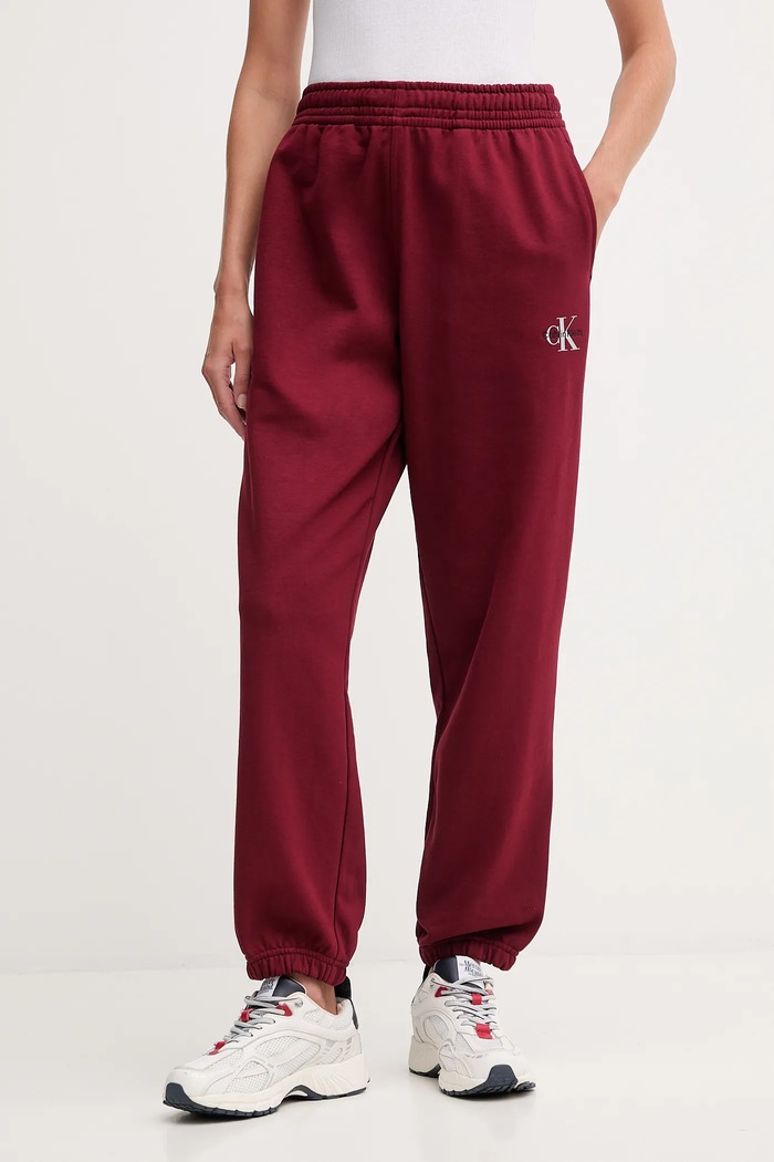 Calvin Klein Jeans spodnie dresowe bordowy LV047B235G