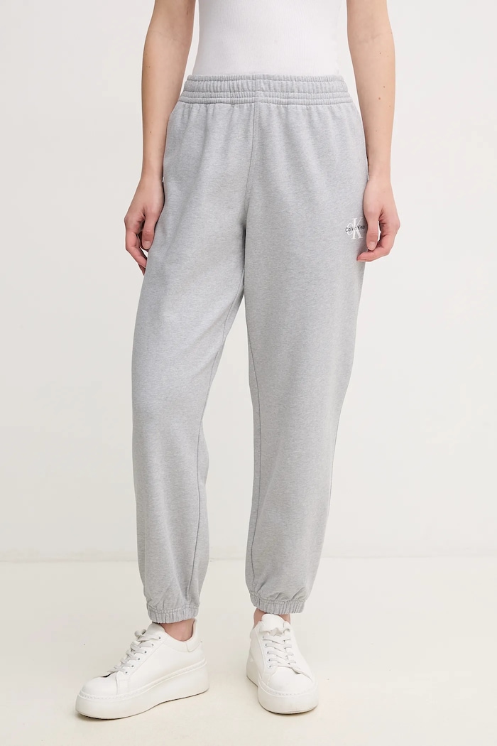 Спортен панталон Calvin Klein Jeans трикотаж сив LV047B235G