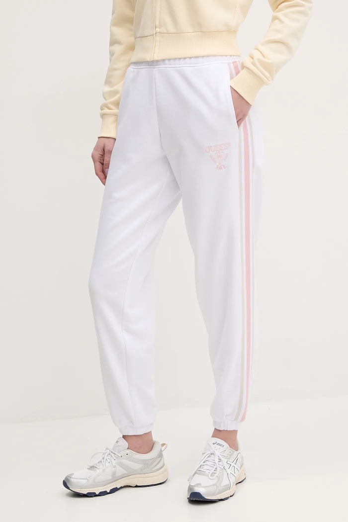 Tepláky Guess YARROW pletenina bílá V5GB15.KCRT1