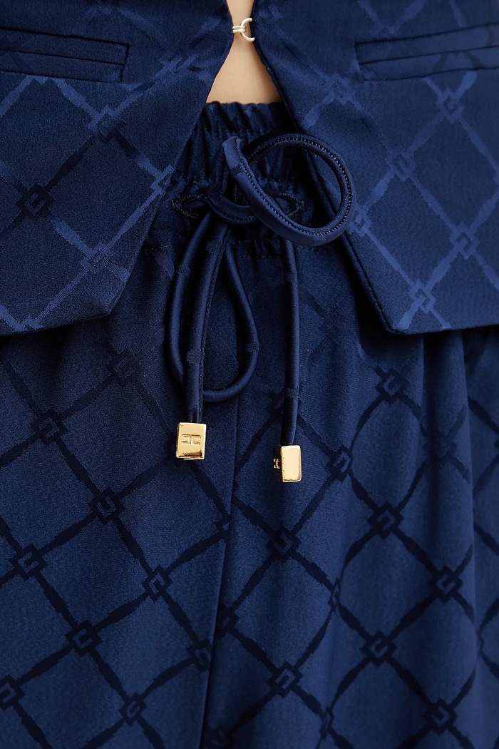 Nohavice Elisabetta Franchi PA09152E2 tmavomodrá