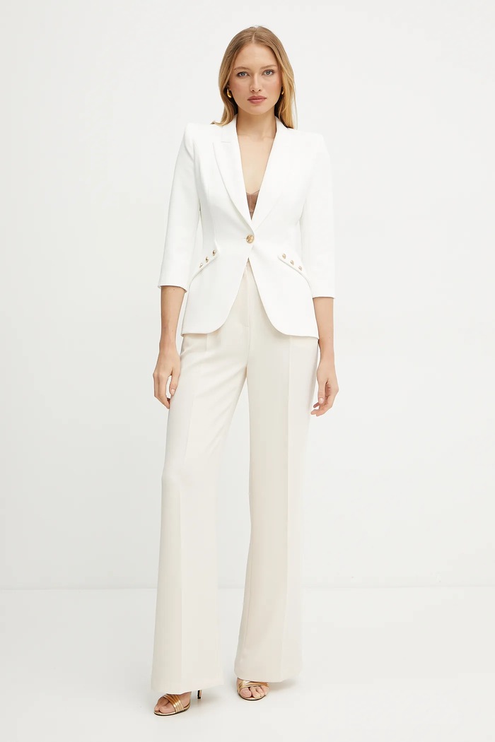 Kalhoty Elisabetta Franchi PA09552E2 béžová SS25