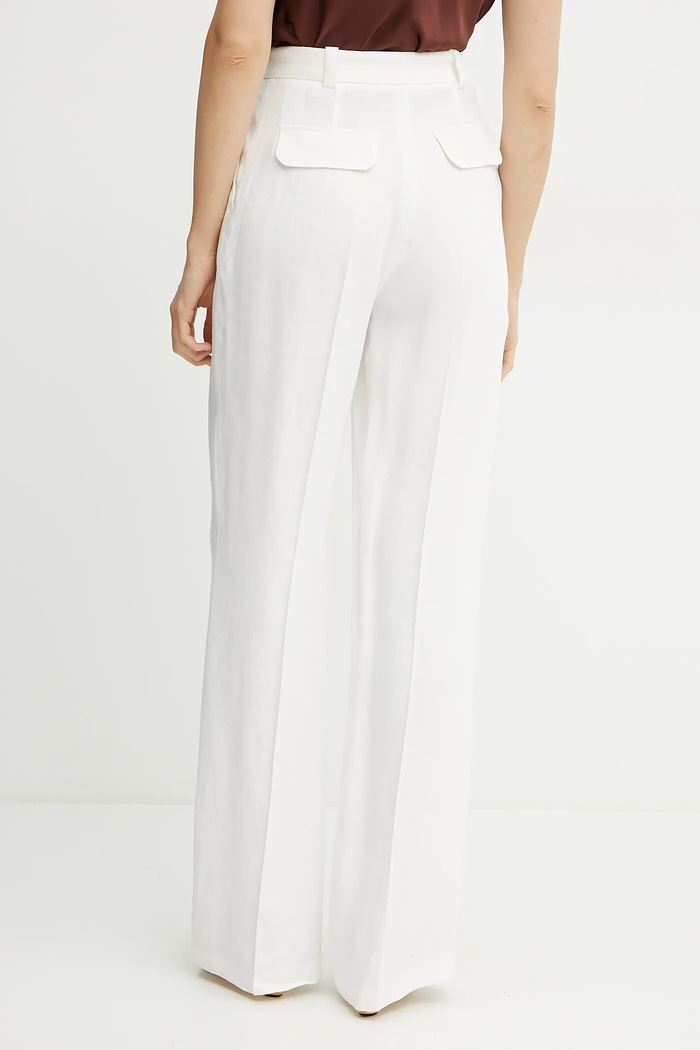 Oblečenie Ľanové nohavice Elisabetta Franchi PA09752E2 biela