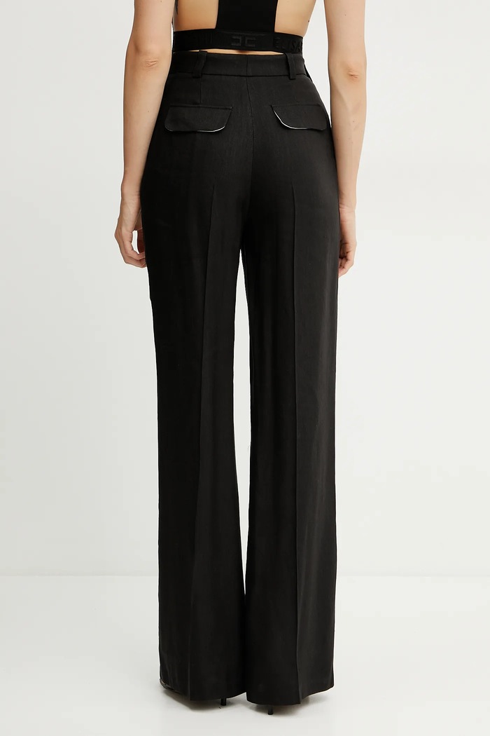Odzież Elisabetta Franchi spodnie lniane PA09752E2 czarny