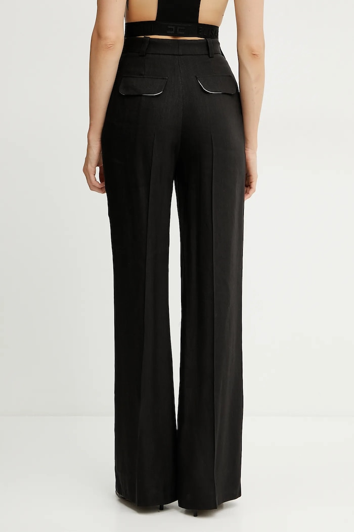 Odzież Elisabetta Franchi spodnie lniane PA09752E2 czarny