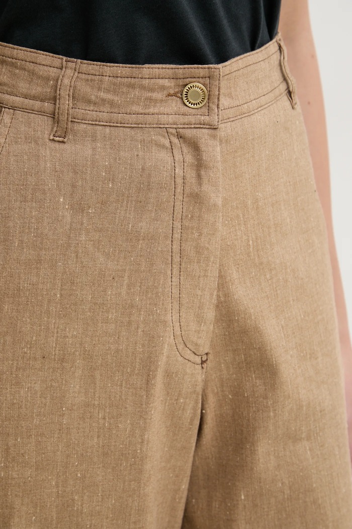 Sessun pantaloni din in bej 25207003