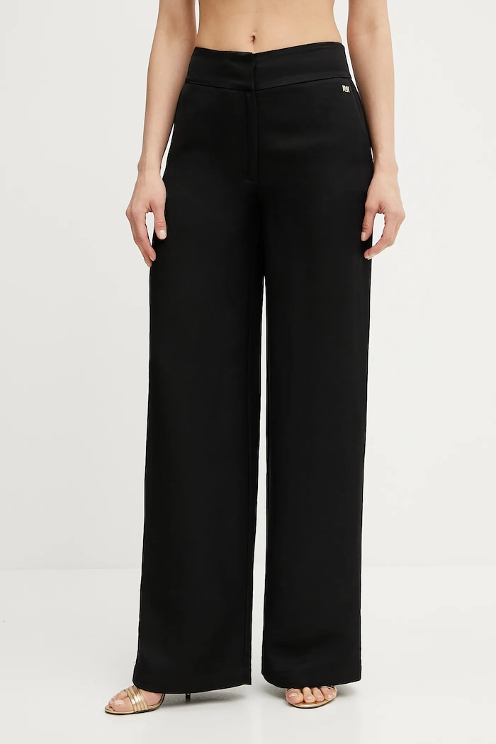 Marciano by Guess nadrág vászonkeverékből GRETA len szállal fekete 5GGB21.7316A