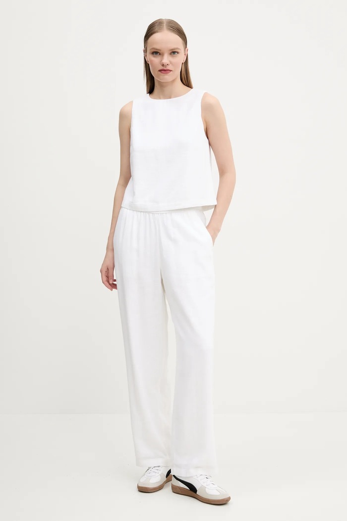 Abercrombie & Fitch spodnie lniane KI156.5128.100 beżowy SS25