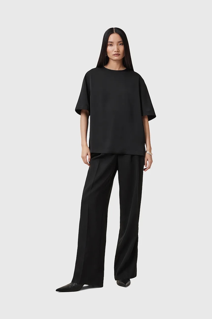 Nohavice AllSaints ZENNI látka čierna W023TC