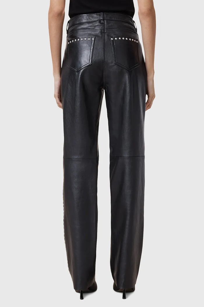 Kožené kalhoty AllSaints SAIGE W031TC černá