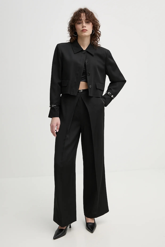 ISABELLE BLANCHE pantaloni din amestec de in IS25SS.P059.T004 negru