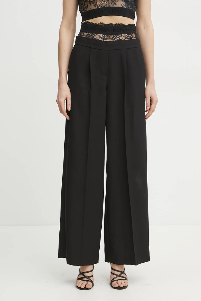 ERMANNO Firenze pantaloni drept negru 56TP057E22