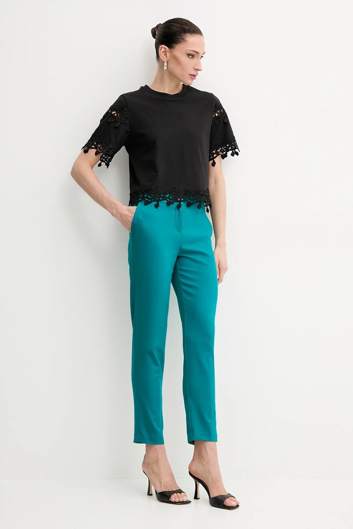 Morgan pantaloni PVOPA.F PVOPA.F turcoaz SS25