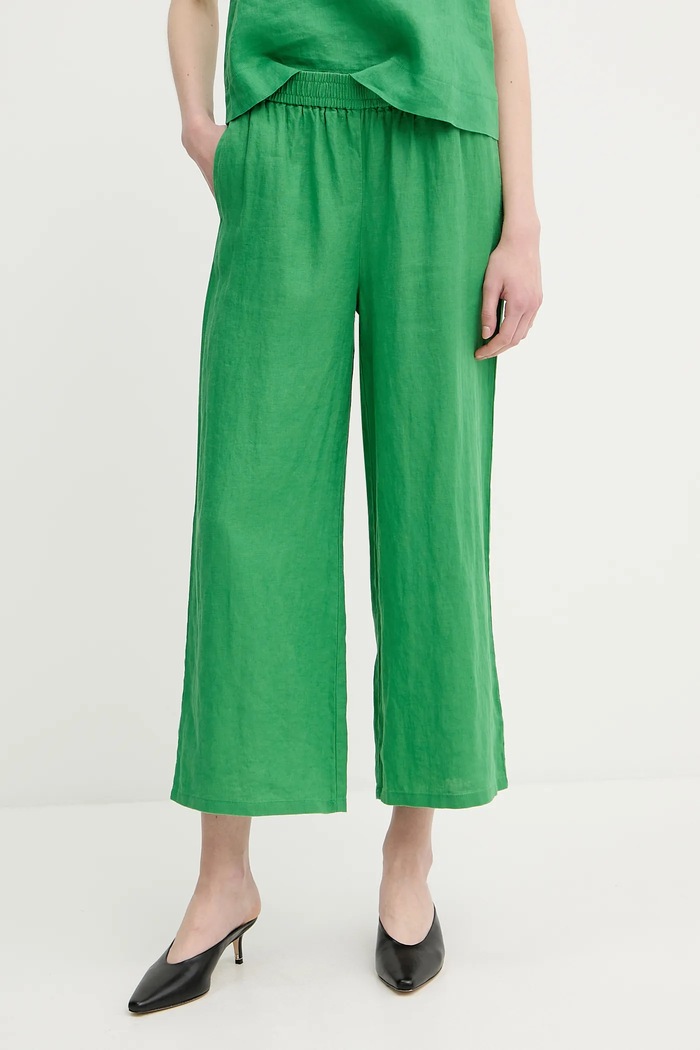 United Colors of Benetton Spodnie lniane zielony 4AGHDF09G