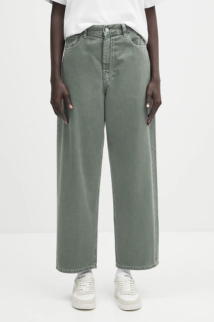 Carhartt WIP pantaloni de bumbac Brandon Pant uni verde I034837.2M24J