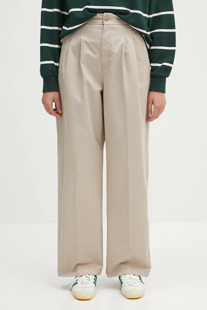 Хлопковые брюки Carhartt WIP Leola Pant гладкий бежевый I033147.2OR06