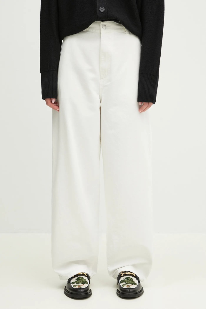 Памучен панталон Carhartt WIP Brandon Single Knee Pant памук бял I034880.D602