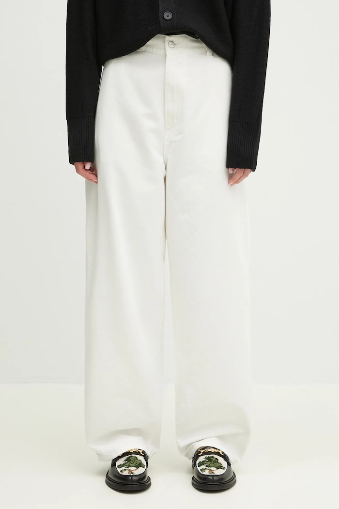 Памучен панталон Carhartt WIP Brandon Single Knee Pant памук бял I034880.D602