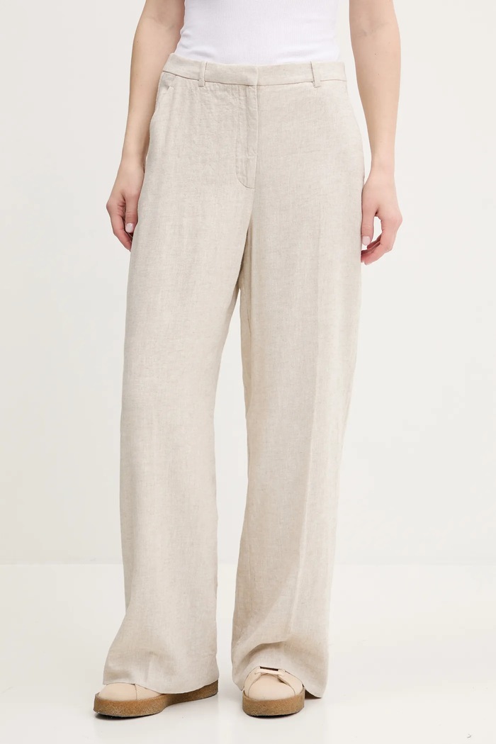 Abercrombie & Fitch spodnie lniane tkanina beżowy KI156.5071.185