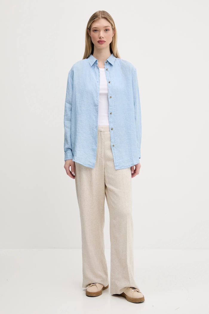 Abercrombie & Fitch spodnie lniane KI156.5071.185 beżowy SS25