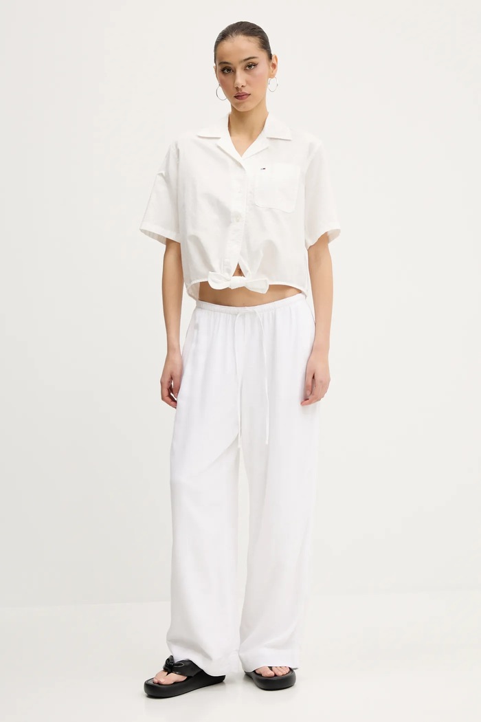 Abercrombie & Fitch spodnie lniane KI156.5153.100 biały SS25