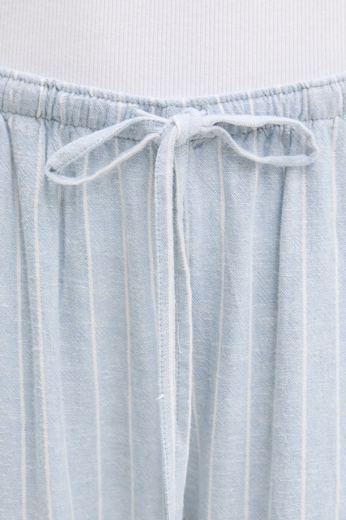 Abercrombie & Fitch spodnie lniane niebieski KI156.5205.208
