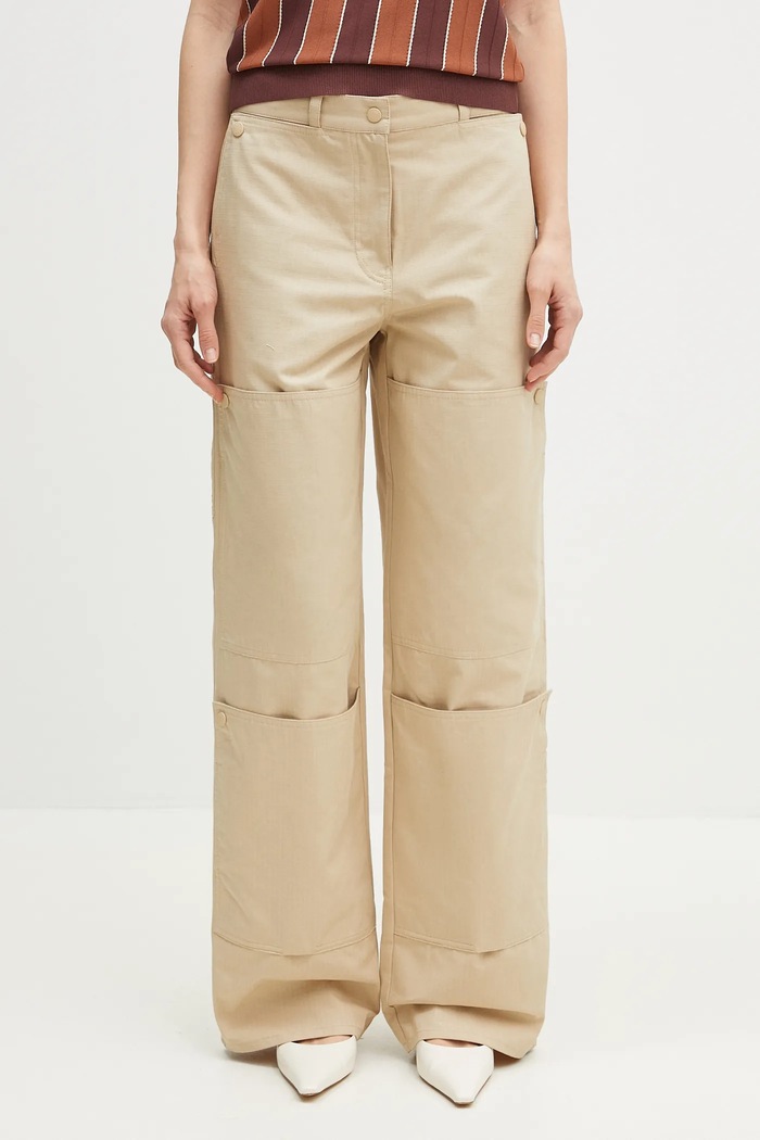 Хлопковые брюки Kenzo гладкий бежевый FF52PA1009DL.11