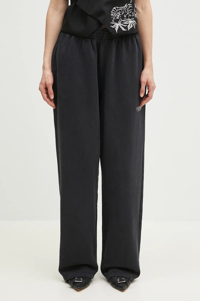 Martine Rose spodnie dresowe bawełniane Wide Leg nadruk czarny 606JS02002C