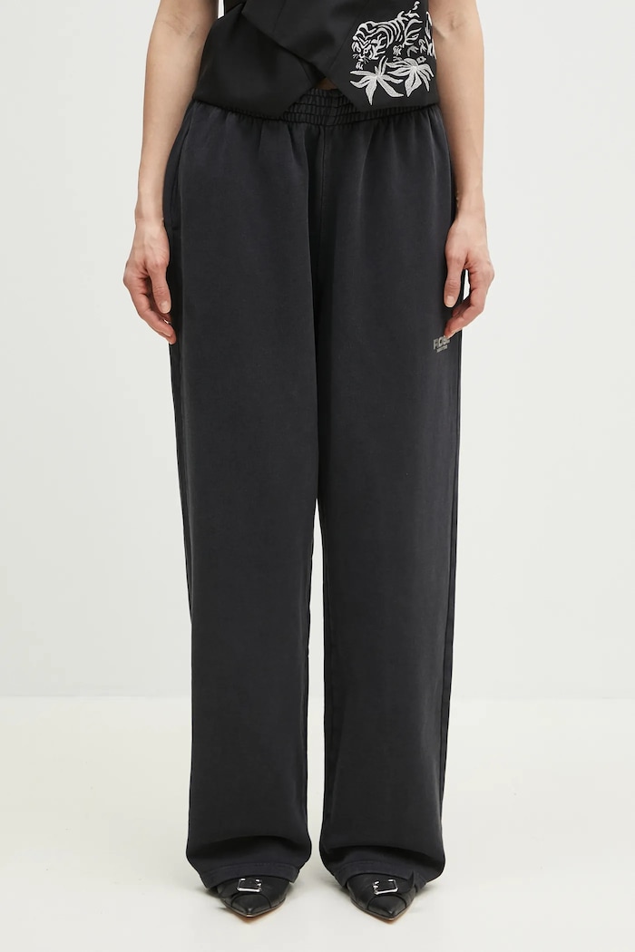 Martine Rose spodnie dresowe bawełniane Wide Leg nadruk czarny 606JS02002C