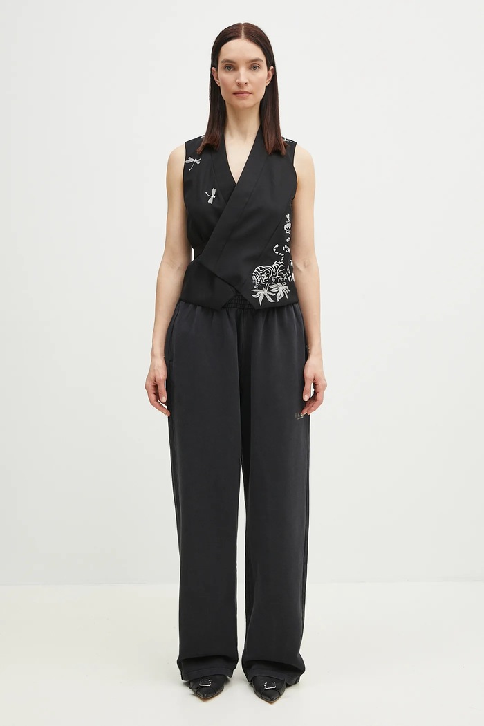 Martine Rose spodnie dresowe bawełniane Wide Leg 606JS02002C czarny