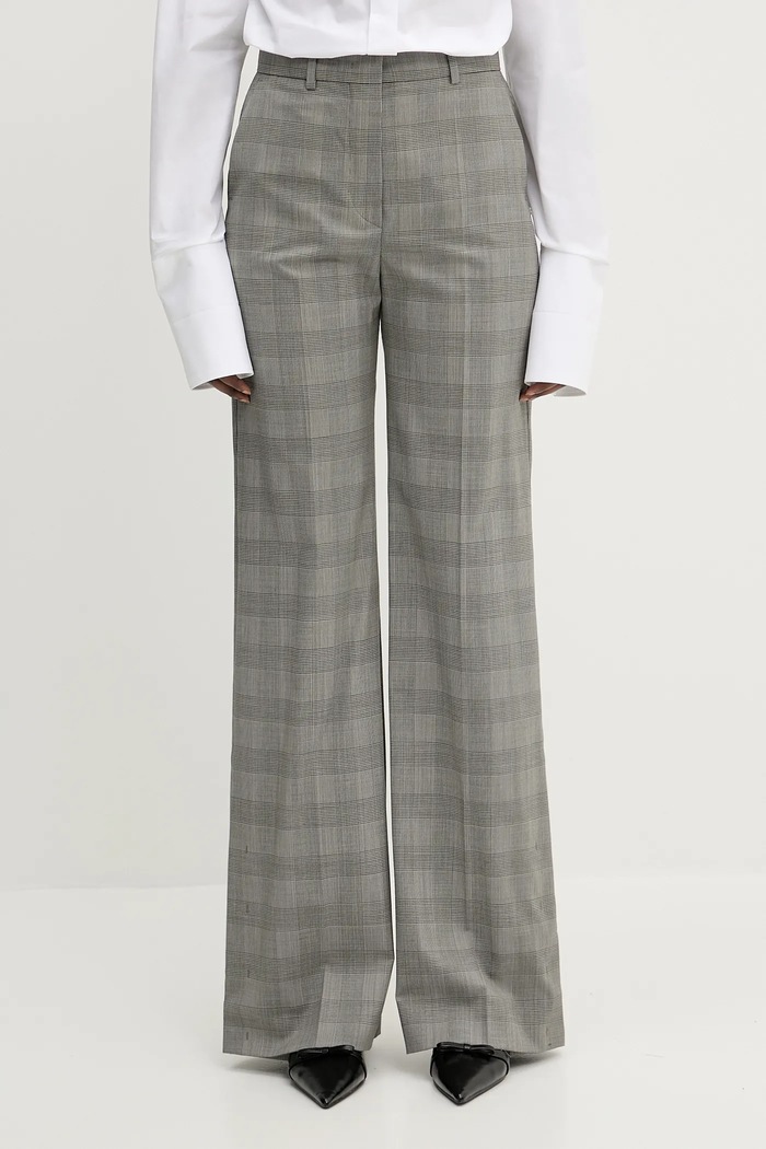 Sportmax pantaloni de lână Batun cu elastan maro 2512131011600