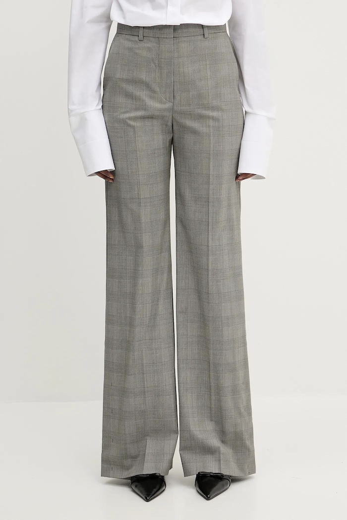 Sportmax pantaloni de lână Batun cu elastan maro 2512131011600