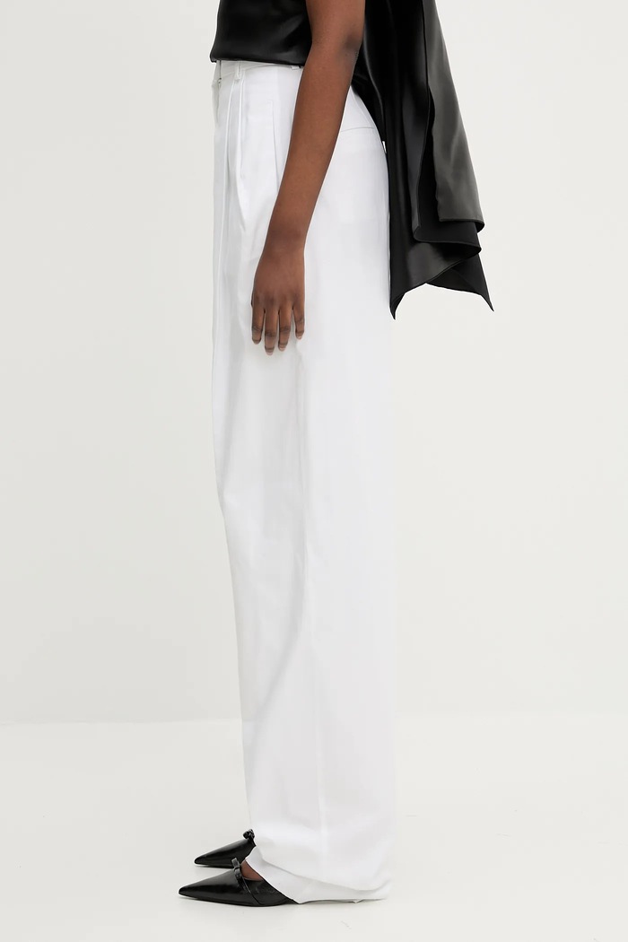 Bavlnené nohavice Sportmax Leone 2512131142600 biela SS25