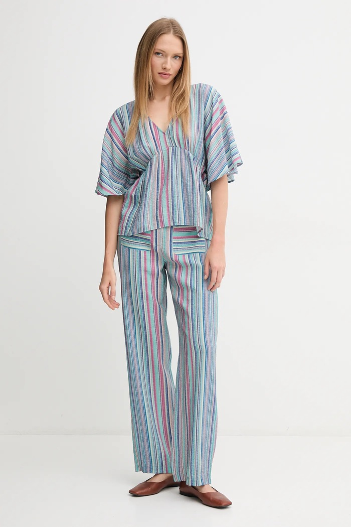 Hoss Intropia pantaloni 6549017 turcoaz SS25