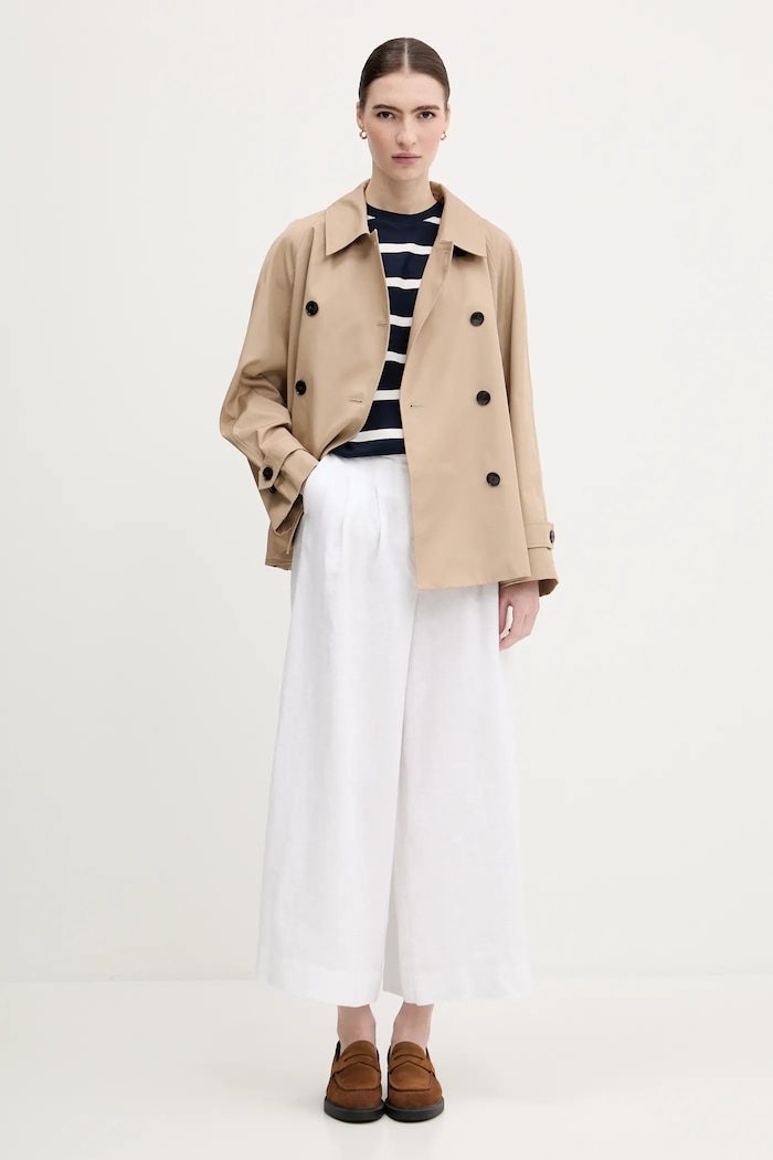 Ľanové nohavice Pedro del Hierro 7609786 biela SS25