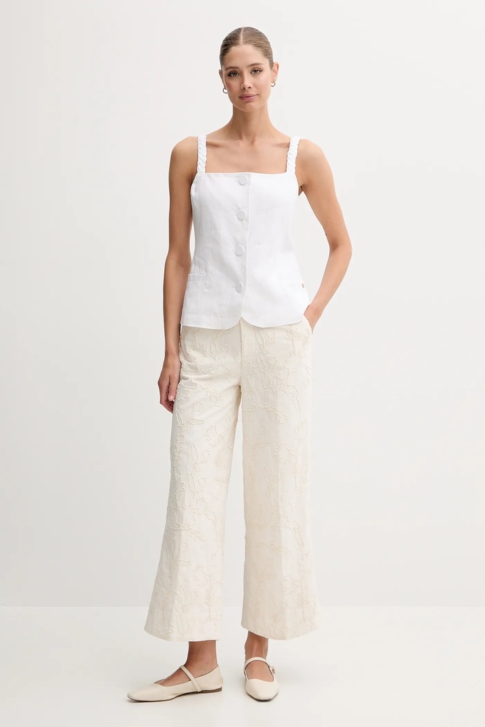 Pedro del Hierro spodnie bawełniane 7609785 beżowy SS25