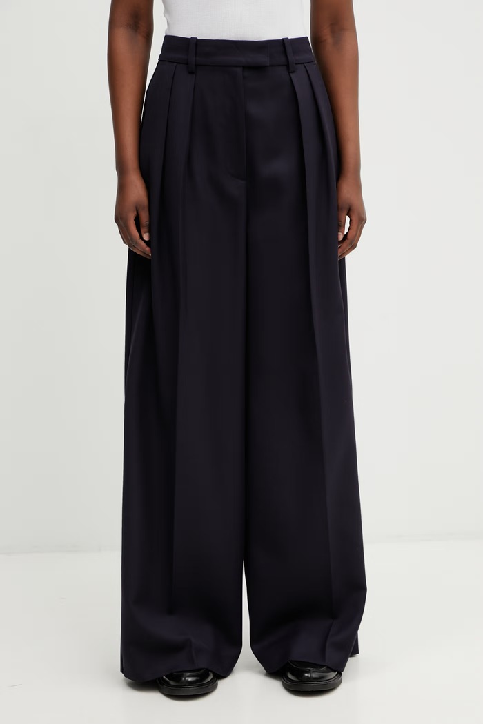Anine Bing Lou Trouser pantaloni cu amestec de lână pentru femei bleumarin A.03.10389