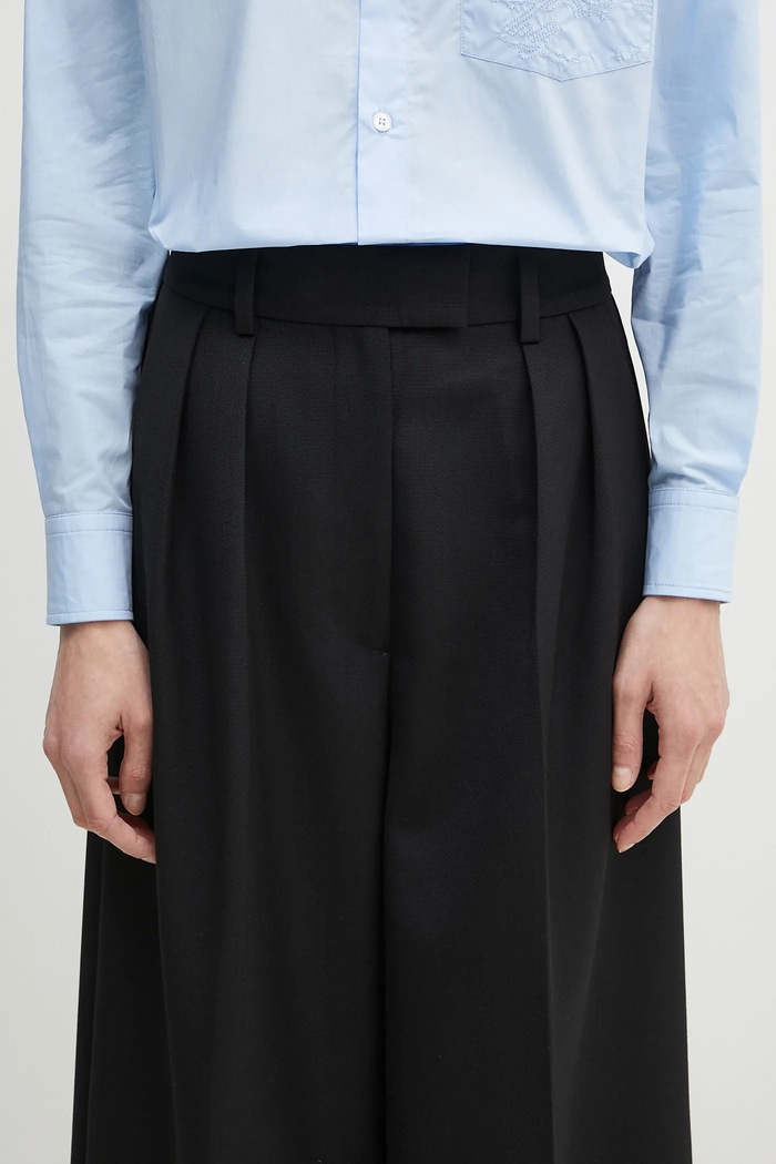Anine Bing Lou Trouser spodnie z dodatkiem wełny damskie czarny A.03.10389