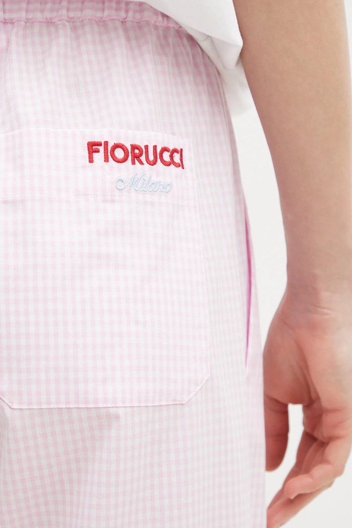 Βαμβακερό παντελόνι Fiorucci Gingham Logo U02SPBPA299CO01PN02 ροζ