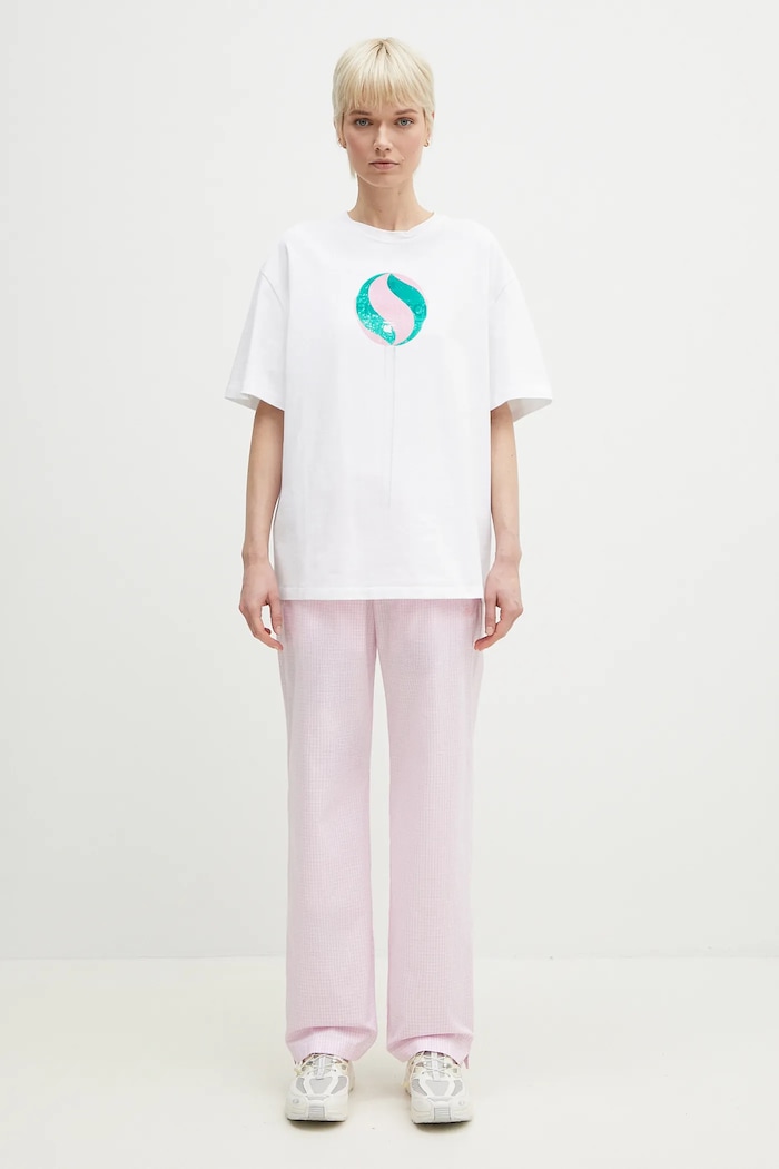 Βαμβακερό παντελόνι Fiorucci Gingham Logo U02SPBPA299CO01PN02
